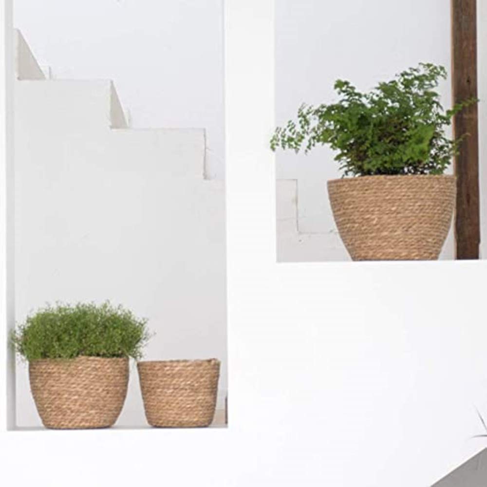 Fioriera naturale intrecciata a mano con fodera per piante in rattan, piccole, medie, grandi, 3 pezzi