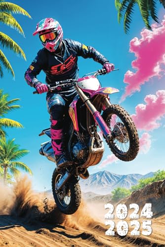 Motocross : Agenda scolaire 2024-2025: Garçon - Collège, lycée, étudiant - 2 jours par page -...