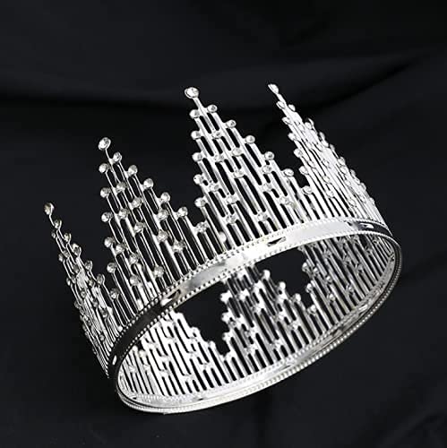 YOVECATHOU Décoration De Gâteau En Forme De Couronne En Strass Pour Fête D' Anniversaire, Mariage, Concours De Beauté, Pour Femme, Fille, Costume De Roi, Princesse, Argenté