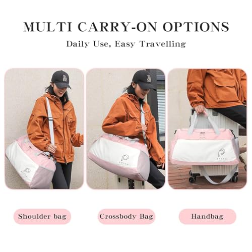 Image of PALAY Travelling Bags for Luggage Muti- Pocket Sports Duffle Bags for Women with Wet Pocket & Shoe Compartment Weekender Overnight Gym Bags for Women