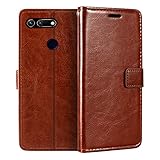 Custodia Portafoglio in Pelle PU Compatibile con Huawei Honor View 20, Cover con Chiusura Magnetica, Tasche per Carte e Funzione Stand (Marrone)