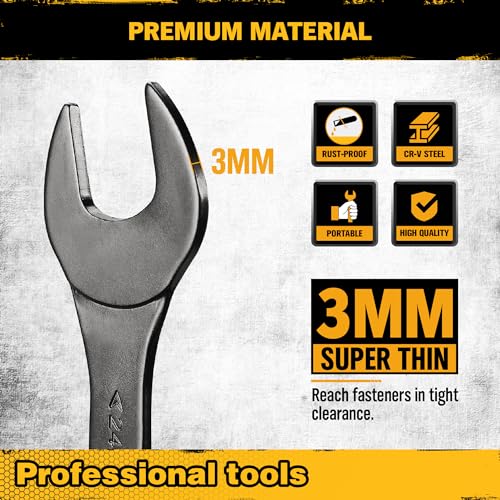 image for ELEAD Super-Thin Open End Wrench Set | 19-Piece SAE & Metric Sizes | C