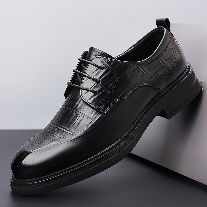 Man Brogue Business Shoes Mens Genuine Leather Lace Up Oxfords Comfort Wide Round Toe Non-Slip Dress Shoes2