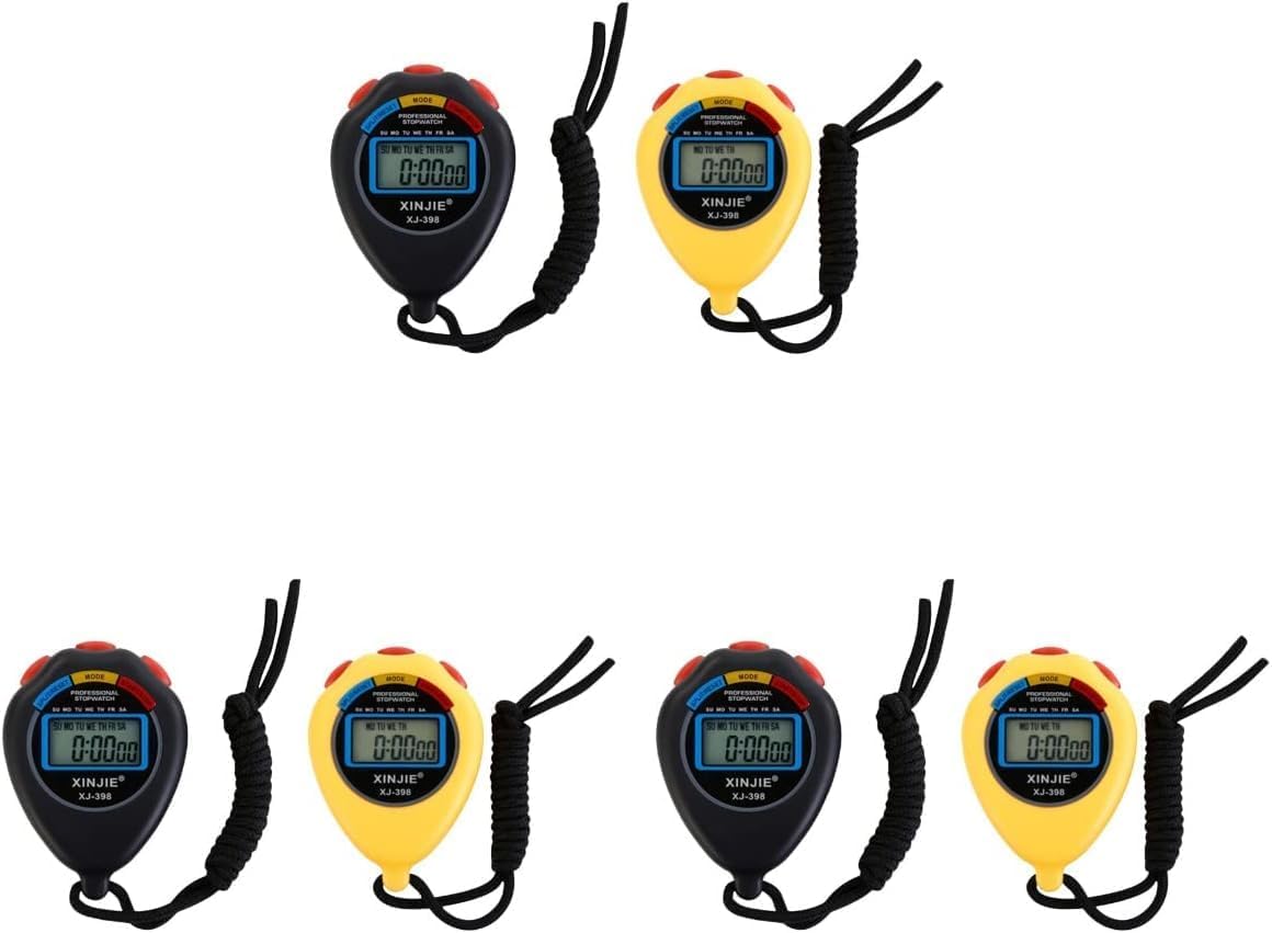 MDybf 6 Pcs Practical Timer Two Tracks Stopwatch Professional Movement Sports Multi-Function Electronic Timer Time Record Device for Sports