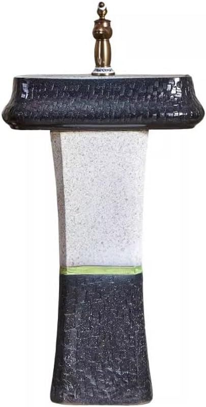 Bathroom Countertop Vessel Sink Outdoor Garden Art Washbasin Courtyard Column Balcony Ceramic Pedestal Sink Vanity