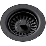 Elkay LKQS35BK Polymer Drain Fitting with Removable Basket Strainer and Rubber Stopper, Black