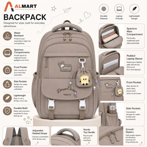 Image of Korean Style Unisex School & College Backpack Bag | 18 Inch Large Capacity Bag For Girls & Boys Age of 12-16 Years | Best For Middle & High School, College, Tution, Travel, Camping