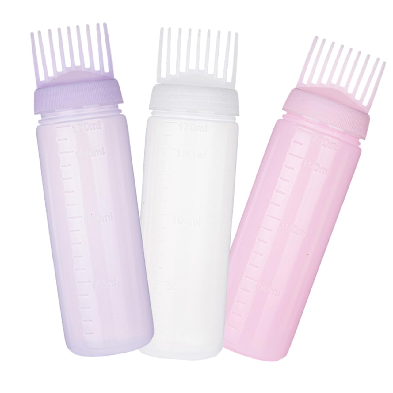 PLAFOPE 3pcs Hair Care Massage Comb Root Applicator Bottle for Hair Coloring Oiling Portable Washable Home Salon Use