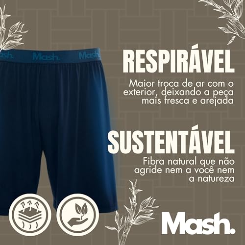 MASH Samba Canção Bermuda Modal Mash Masculina Casual Confortável, Azul Marinho, GG