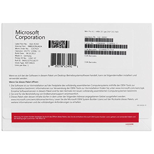 Microsoft Software Windows 8.1 Pro
