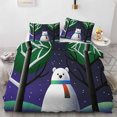 Housse couette 90x190 ours polaire avec fermeture éclair invisible - 4