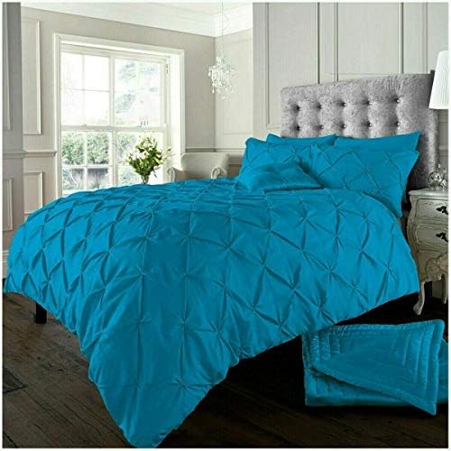 KOLLACHE Pintuck Pleated Alexander Alford Duvet Quilt Cover Set Bedding With Pillowcase (Double, Plum)