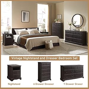 T4TREAM 6 Drawers Dresser Chests for Bedroom 48 Tall Rustic Chset of Drawers Wood Dressers Organizer for Bedroom Living RoomHallway Espresso