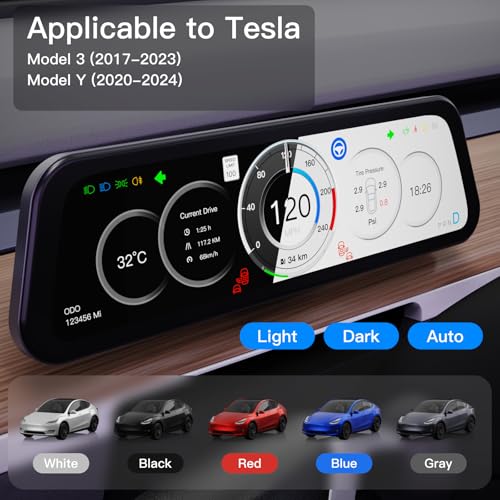 Image of 9.6 inch Heads Up Display for Tesla Model Y & Model 3 - Wireless CarPlay & Android Auto, Ultra-Thin Screen with Front Camera, No AC Blockage, OTA Updates, Sync Info, Low Power Use | Ultra-Thin Screen&Front camera,OEM-Style Dash Display Behind Steering Wheel,Plug&Play Install, No AC Vent Block,OTA Updates