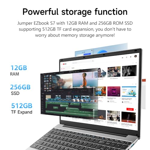 Image of jumper 15.6 inch FHD Laptop, 12GB RAM 256GB Storage Expandable to 512GB,1 Year Office 365, Numeric Keyboard, HDMI, WiFi5, BT4.2,38Wh Battery, Windows 11 Laptop for Business and Student