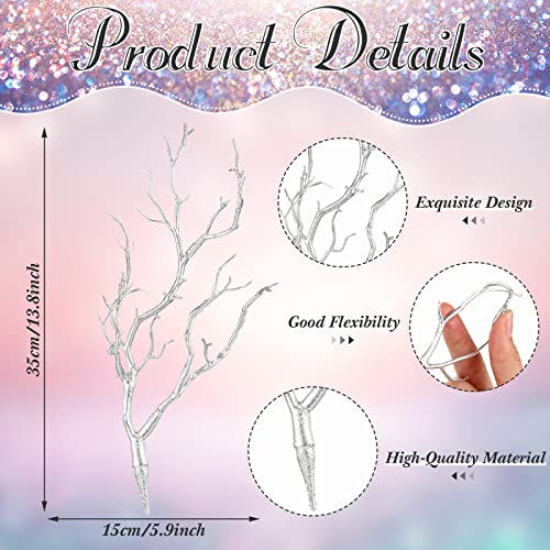 Geosar Plastic Manzanita Branches Artificial Fake Antler Shaped Tree Branch Small Decorative Plant Twigs Branch For Wedding Table Decor Baby Shower Party Supplies (Silver, 10 Pieces) #TOP5