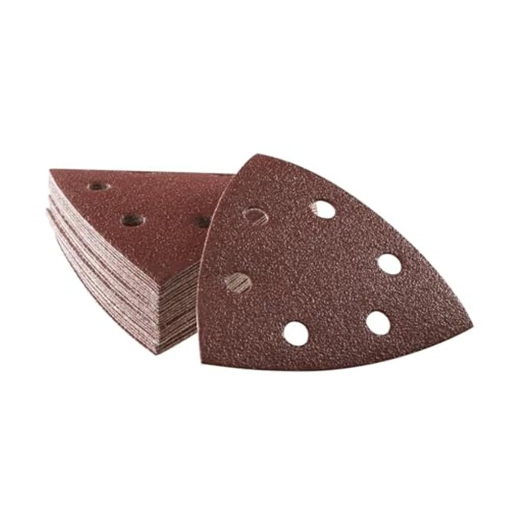 100 pezzi di carta vetrata triangolare da 90 mm, 6 fori, levigatrice a delta, grana 40-400, mista A/B.(Mixed A)