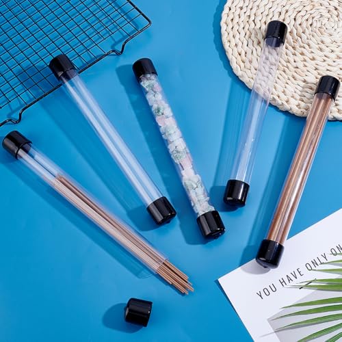 AHANDMAKER 5 Stück Durchsichtiger Starrer Kunststoffschlauch Mit Kappen 27.7 x 2.8cm Durchmesser 2.3cm /0.9 Zoll Innendurchmesser Zylindrisches Röhrchen Zur Aufbewahrung von Räucherstäbchen Perlen