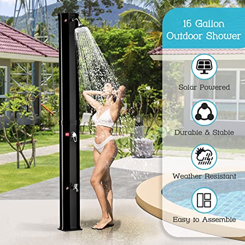 Amgym Outdoor Solar Shower 16 Gallon Heated With Rain & Foot For Backyard Garden Pool Beach, Black #TOP1