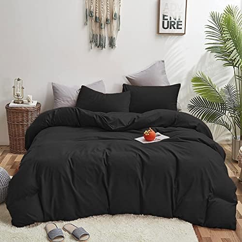 Houseri Black Comforter Set Twin All Black Bedding Comforter Sets for Teen Boys Girls Simple Style Solid Black Twin Size Comforter Set Bed Quilts Black Comforter Twin