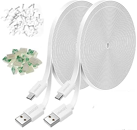 JJMASEE 2Pack 10FT Power Extension Cable for Wyze Cam V3,Blink Mini,Blink Mini Pan,Wyze Cam,Arlo Essential,Eufy,Yi Camera,Kasa,NestCam Indoor,USB Charging Cord for Indoor Security Camera(White)
