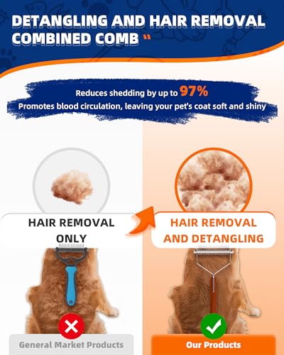 Dog Brush for Shedding 20 Blade Dematting Tool Pet Brush Undercoat Rake for Large Medium Small Dogs and Cats Shedding Dog Comb for Grooming Premium Wood Handle Efficiently Detangle and Groom Coats  Cucciolini Doodles Dog brush for shedding 20 blade dematting tool pet brush undercoat rake for large medium small dogs and cats shedding dog comb for grooming premium wood handle efficiently detangle and groom coats   cucciolini doodles