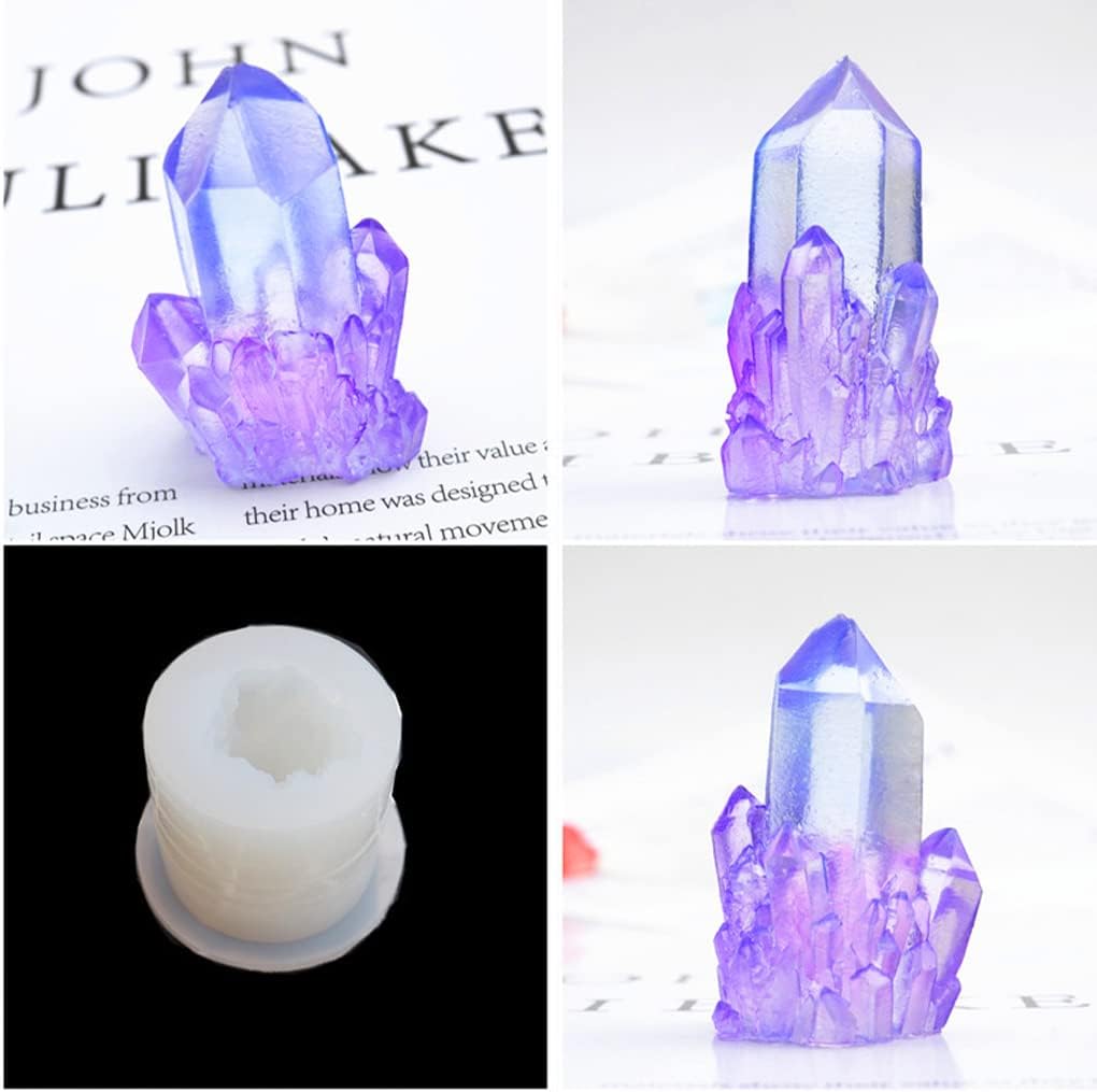 8 PCS Crystal Resin Molds,Crystal Cluster Silicone Molds for Resin, Druzy Gem Molds, Iceberg Epoxy Molds for Making Jewelry, Isomalt, Candles