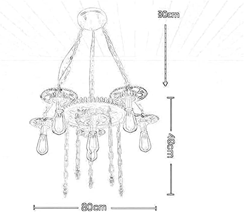 Table lustre personnalisé rétro E27 et suspension industrielle 6 têtes