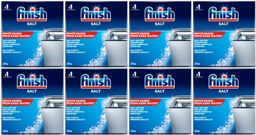 Finish Dishwasher Salt Box (Pack of 8, 2000 Grams) - Prevents Limescale Build-Up and Effective Against Hard Water