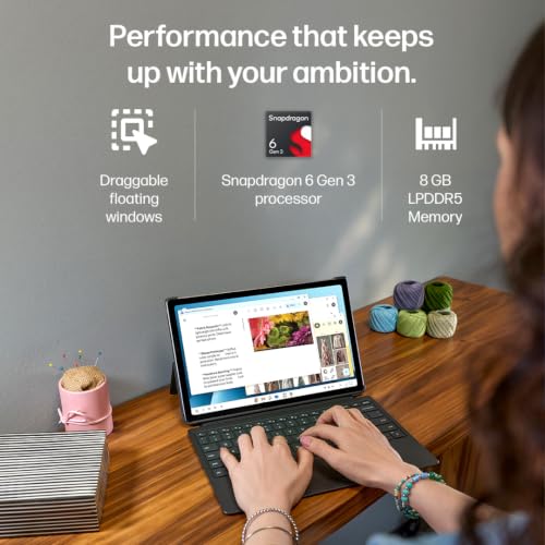 Image of HP Omnipad 12 with Detachable Keyboard, Touchscreen, 12'' /30.38cm, 2K, 400 nits, 90Hz, 8GB LPDDR5, 128GB UFS, WiFi 6E, DTS Quad Speakers, Upto 18 Hours Battery, Silver, Lightweight Tablet