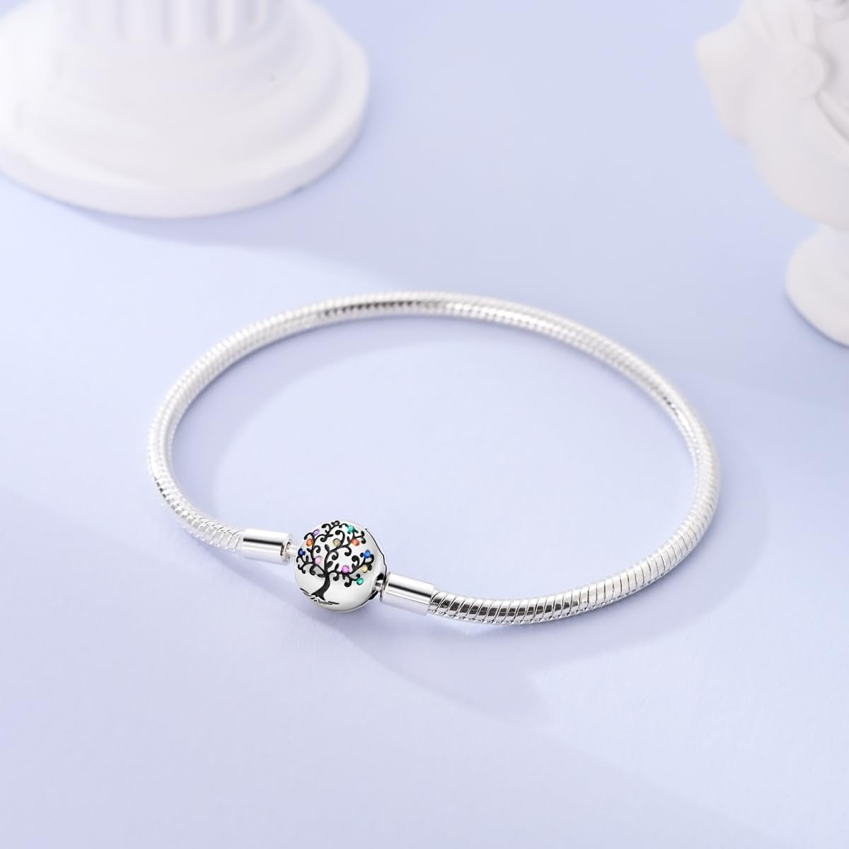 LAZA 925 Sterling Silver Charm Bracelet for Women Snake Chain Bracelet Star Moon Butterfly Burst Forth Bracelet Jewelry Gift for Women 6.7in-7.9in