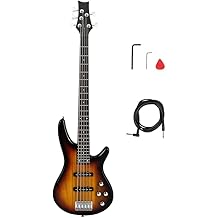 Ktaxon 5 String Electric Bass Guitar, Full Size Standard Right Handed Rosewood Fretboard Bass Kit with Gig Bag Strap Cable Wrench Tool (Sunset)