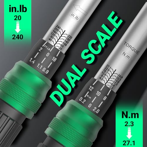 Image of 1 /4 inch Drive Click Torque Wrench, 20-240 in.lb /2.3-27 Nm, Dual-Direction Adjustable 72 Tooth Ratchet, ±3% Accuracy Small Torque Wrench for Bike and Motorcycle