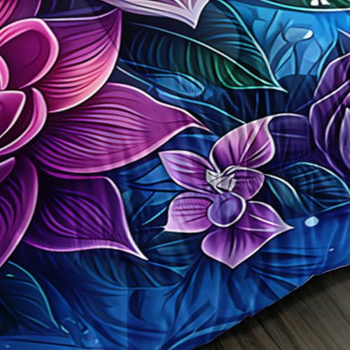 Image of AILONEN Cute Husky Dog Queen Size Comforter Set - Kawaii Puppy Animal Bedding Bet for Kids Boys Girls - Floral Snow Duvet with 2 Pillowcases - 3 Pieces