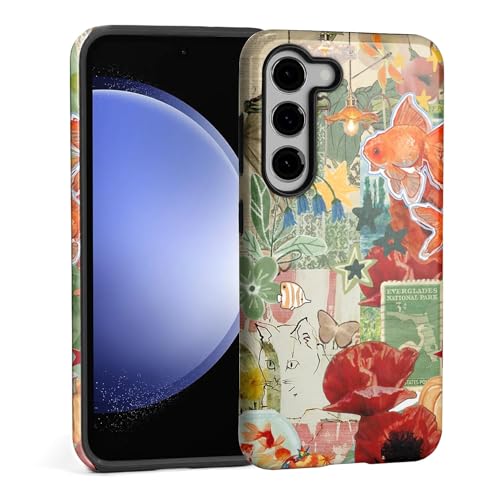 Coque Samsung Galaxy S23 Plus jolie coque de téléphone fleurs et chat
