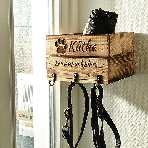 CHICCIE Leinenparkplatz Personalisierte Garderobe für Leinen 22x20x15cm Geflammt