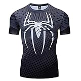 GYM GALA Spider T-Shirt Casual and Sports Compression Shirt (Large, Short-Grey)