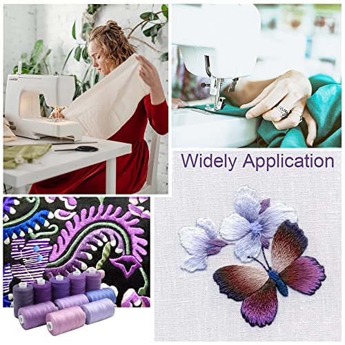 Sewing Thread 10 Color Sewing Industrial Purpose 1000 Yards Per Spool 40S/2 Polyester For Diy Sewing Machine,Embroidery Machine,Hand Sewing (Purple) #TOP6