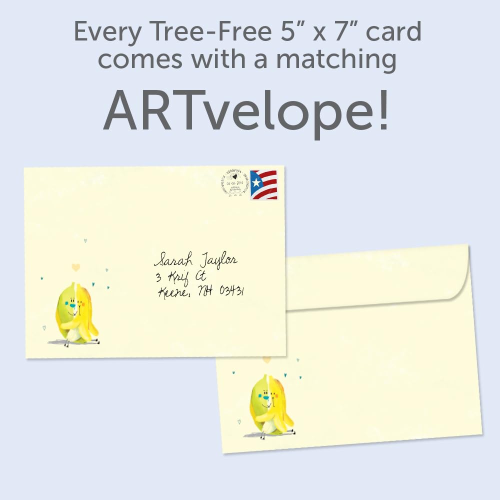 Tree-Free Greetings Anniversary Pack With Matching Envelopes, Eco Friendly, Made In USA, 100% Recycled Paper, 5 X 7 (Bananas For You, 2 Pack): Greeting Cards
