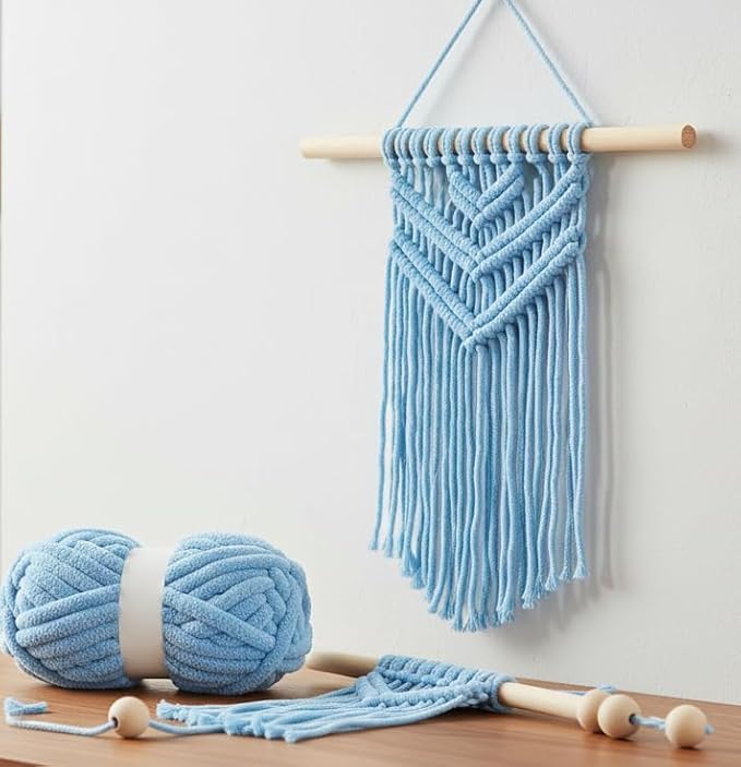 Image of Chenille Yarn Oon for Knitting & Crochet, 1 Skein Soft Plush Velvet Wool, Light Blue Thick Blanket Yarn for Arm Knitting, Amigurumi Plushies, Cushion & DIY Home Decor Projects