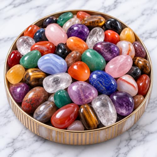 Polished Multicolor Healing Crystal Stone Set, 18 Types...