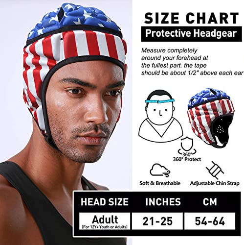 TUOY Football Helmet for Youth & Adult, Breathable Soft-Shell Padded Headgear, Adjustable Head Protector for 7v7 Rugby, Flag Football and Contact Sports