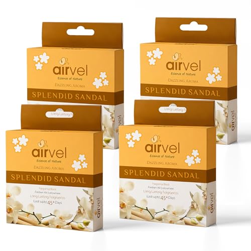 Image of Airvel Bathroom Air Freshener Blocks Combo Sandal Fragrance Pack of 4 (75g Each) Long-Lasting Freshness for Bathroom & Toilet Removes Bad Odor & Smell Ideal for Home & Office Use