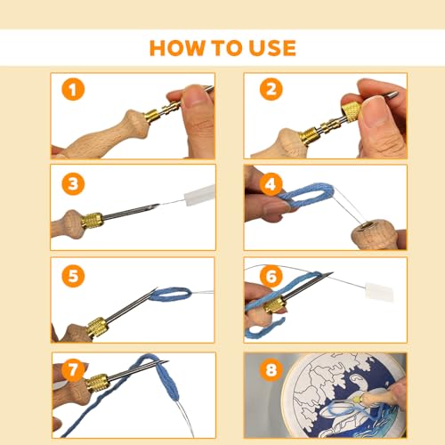 Image of Punch Needle,Adjustable Punch Needle Embroidery, Wooden Handled Embroidery Pen with Three Different Metal Needles,Punch Needle Kits for Adults Suitable for Beginners to Use And to Make DIY Handicrafts