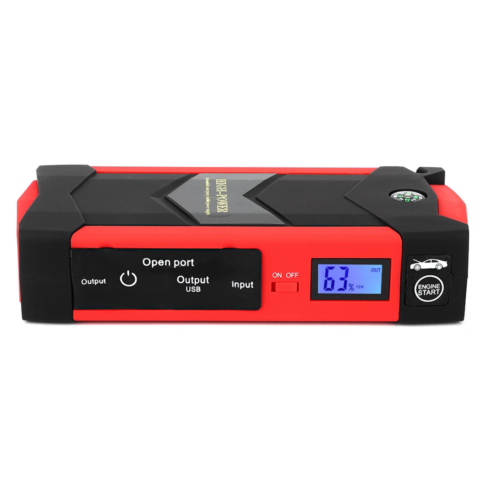 Urządzenie do uruchamiania awaryjnego, 2600A 12V skrzynka do uruchamiania awaryjnego samochodu zestaw wspomagający akumulator przenośna ładowarka powerbank kable rozruchowe adapter do papierosów(EU)