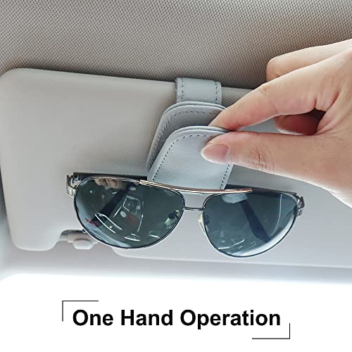 Suncaraccl 2 Pack Sunglass Holder For Car Visor, Magnetic Leather Glasses Eyeglass Hanger Clip For Car, Sunglasses Holder And Ticket Card Clip For Car Visor Accessories (Gray) #TOP4