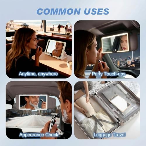 Image of H HANUMANT ENTERPRISE Premium Car Sun Visor Vanity Makeup Mirror - 78 LEDs Rechargeable with Smart Touchable Sensor Switch & 3 Light Modes, Universal Travel Makeup Mirror for Car