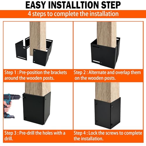 ITeVe.GD Post Base Protectors Adjustable(Range 3.3-6 in) Protects Wood Column for Decks Porchs Wood Fences Mailbox from Lawnmower and Rain Damage 10Pack… by ITeVe.GD - Image 6