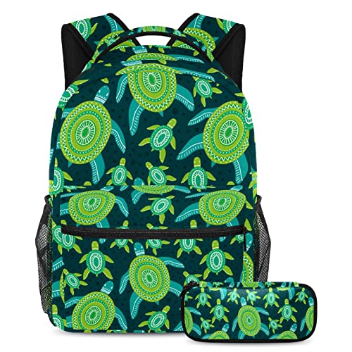 Sac à dos vert d'eau avec trousse assortie pour ordinateur portable homme et femme
