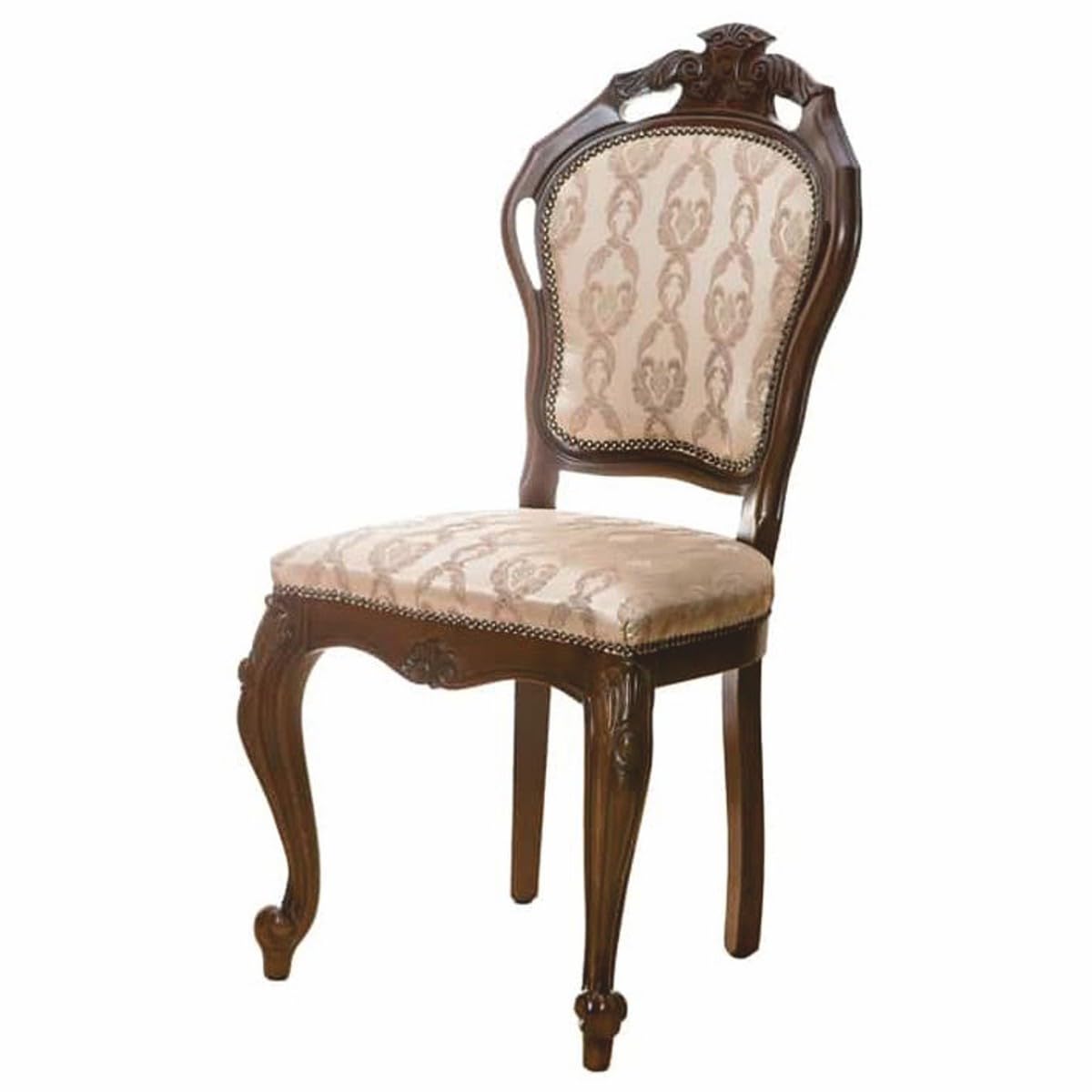 Casa Padrino Luksusowe barokowe krzesło do jadalni beżowe/ciemnobrązowe wys. 107 cm - meble barokowe